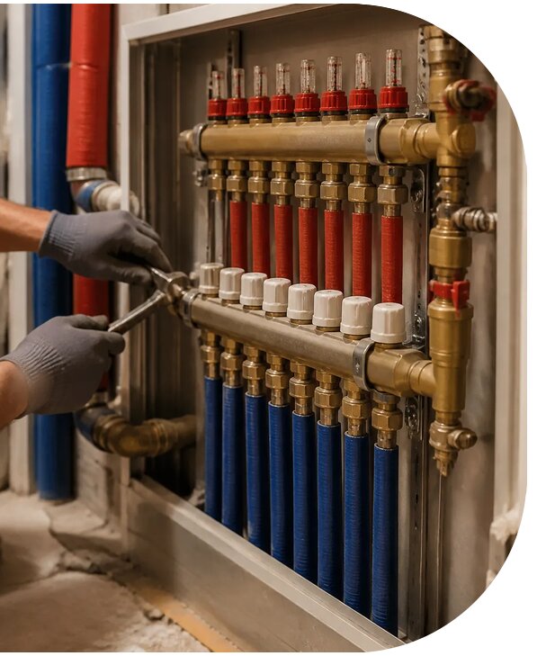 Монтаж коллекторной системы отопления для дома в Уссурийске