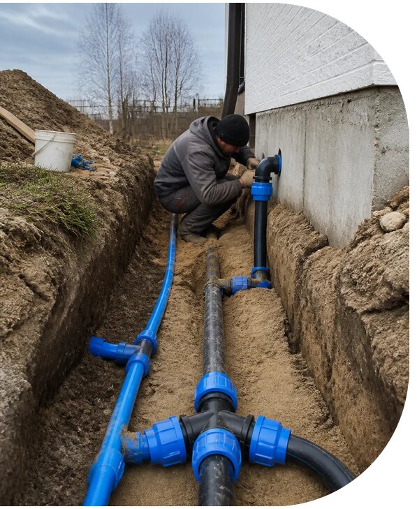 Монтаж наружного водопровода на участке под ключ в Уссурийске